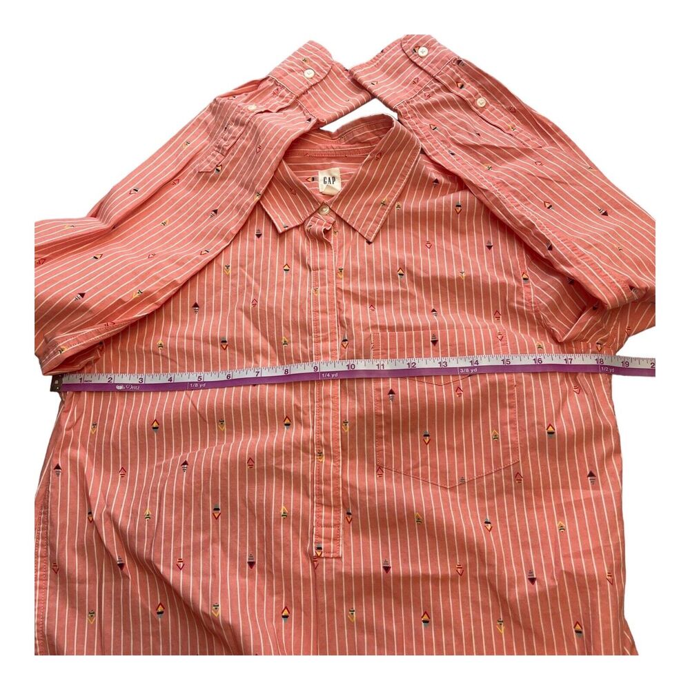 GAP Boyfriend Fit Multicolor Shirt Women’s Size XS 1/4 Button - Picture 5 of 7